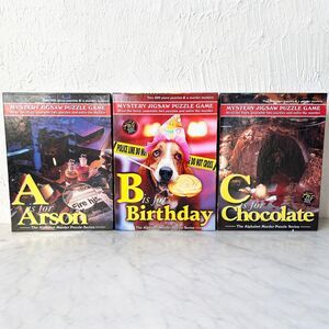 Alphabet Murder Mystery Jigsaw Puzzles A B C Arson Birthday Chocolate TDC Games